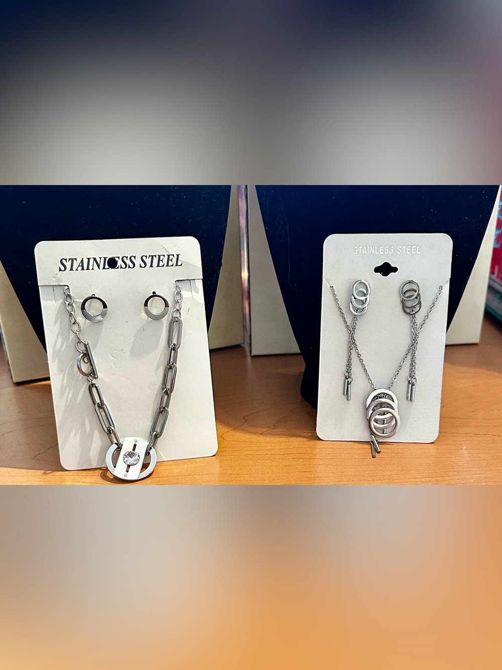 Stainless Steel Silver Necklace Sets